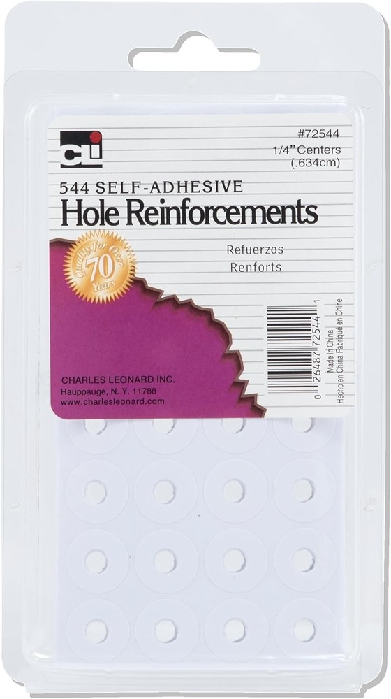 Durable 544 White Rectangular Labels for 3 Hole Punched Paper Reinforcement