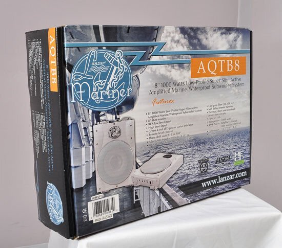 New Lanzar AQTB8 - 8'' 1000 Watts Low-Profile Super Slim Active Amplified Marine