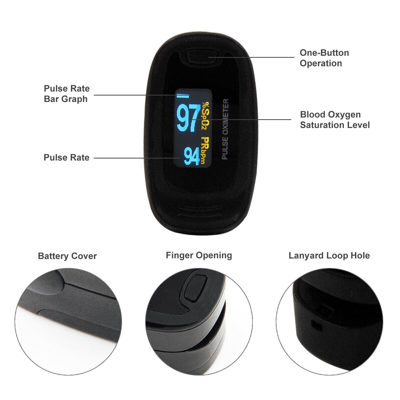 CONTEC Finger Pulse Oximeter OLED Blood Oxygen Meter Spo2 Heart Rate Monitor New