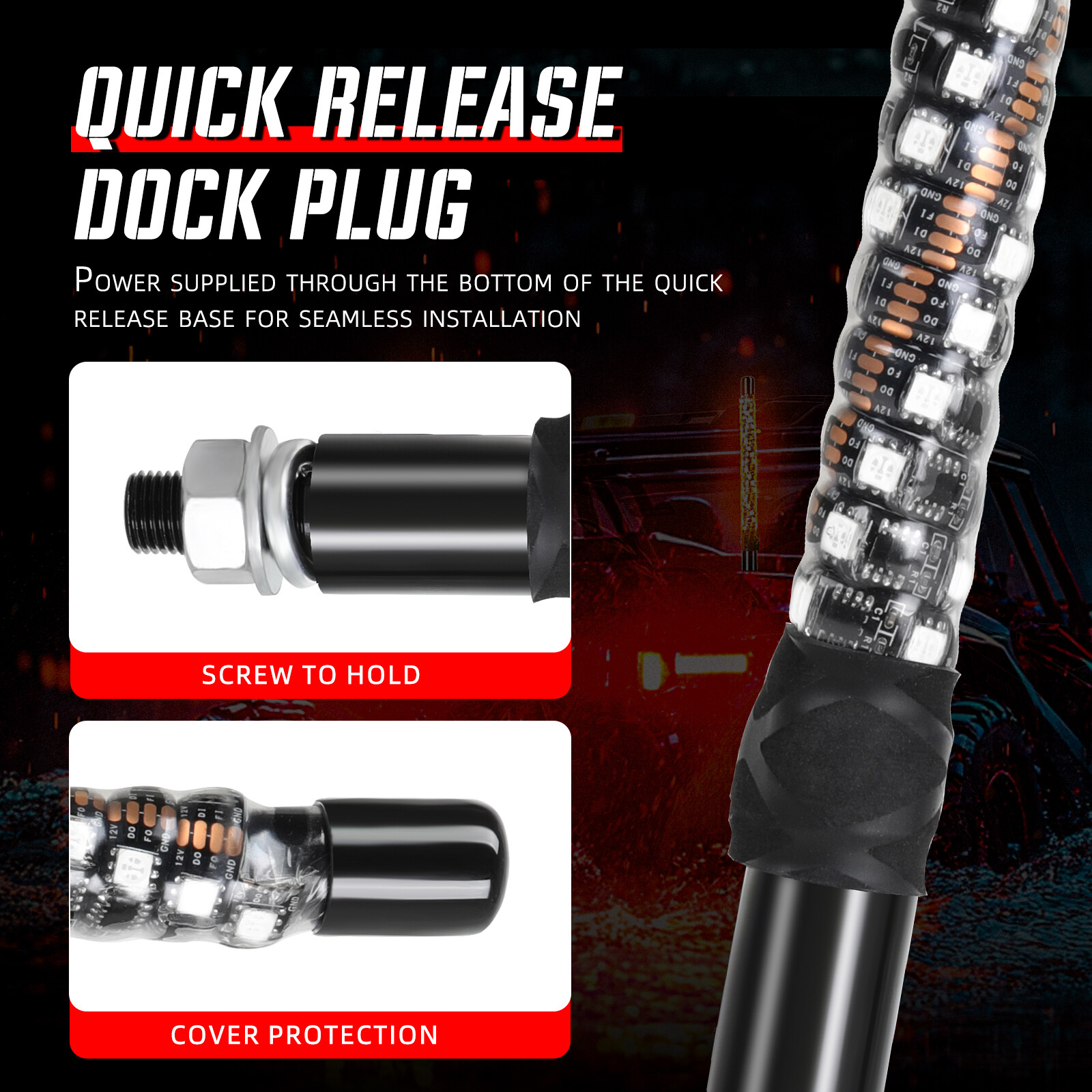 For Can-am Outlander 570 XMR X3 2PCS 1FT LED Whip Lights RGB Chasing Antenna