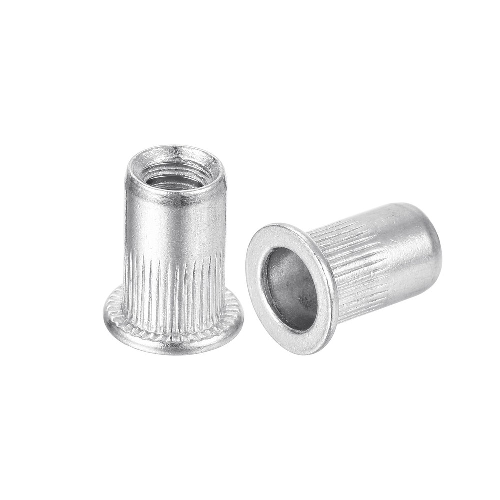 120Pcs Rivet Nuts Flat Head, 1/4 Aluminum Alloy Thread