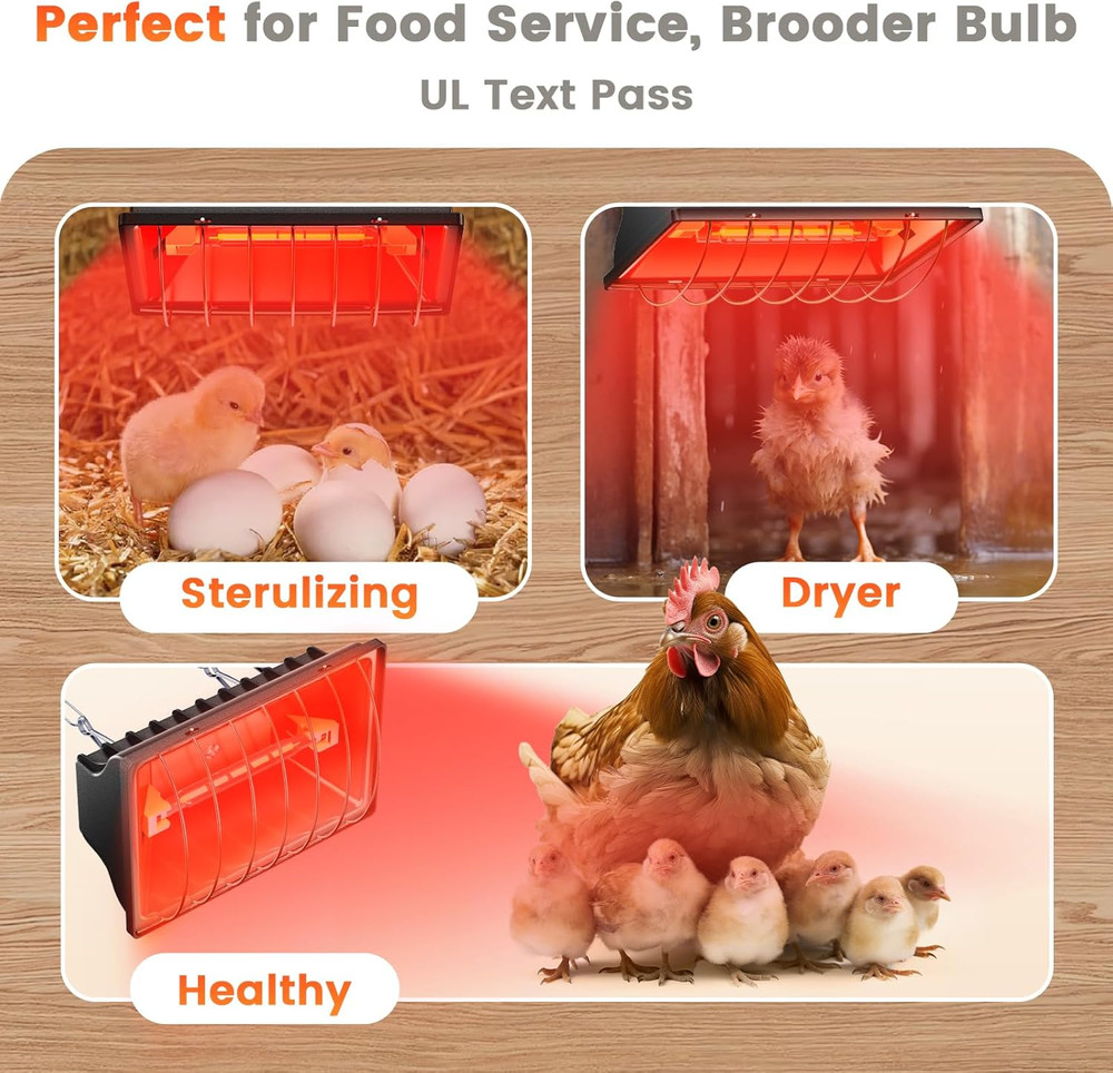 250W Brooder Heater for 30 Chicks, Chicken Coop Heating Lamp Brooder