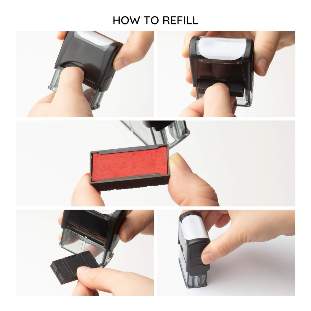 Self-Inking "Cancelled" Rubber Stamp Refillable with Pre-installed Red Ink