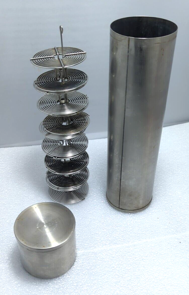 Nikor stainless steel developing tank w/solid cap, 12.5" with (8) 35mm reels