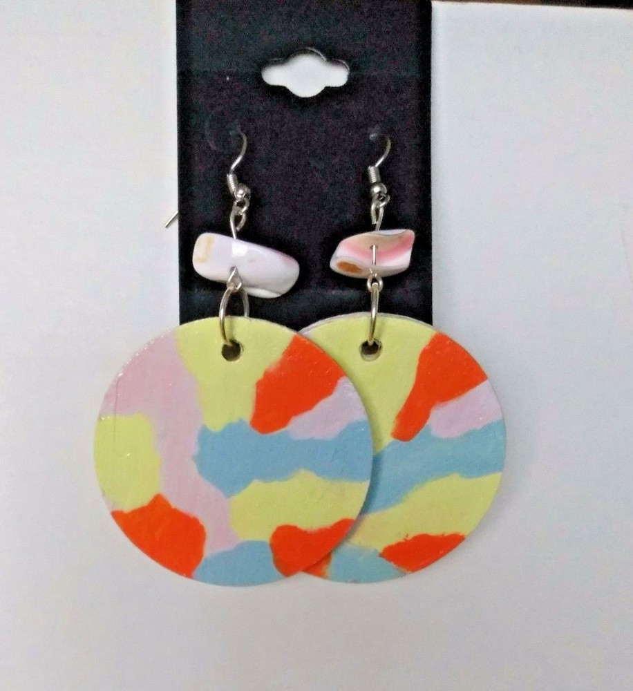 Handmade Hand Painted Wood Earrings