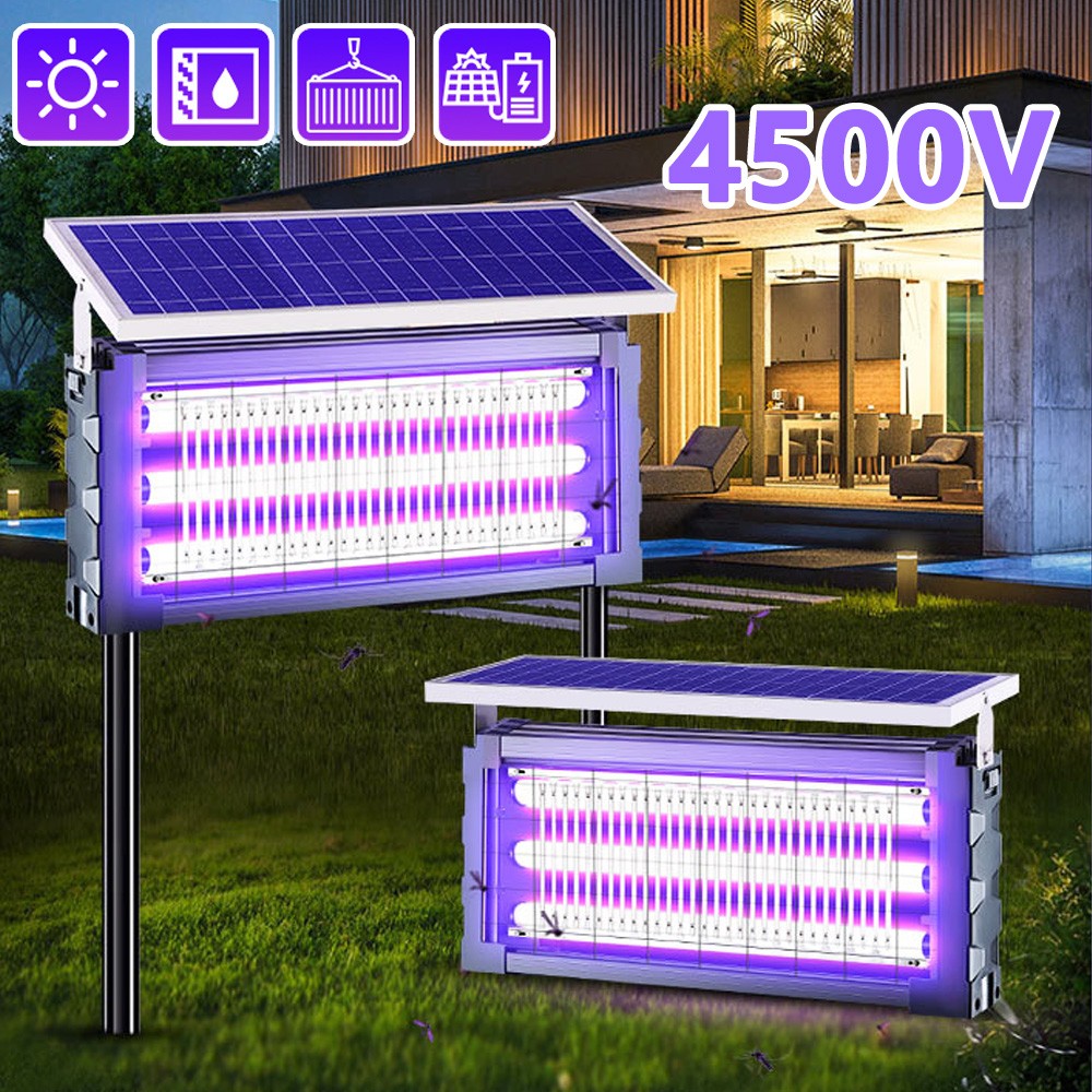 Solar Bug Zapper Outdoor Mosquito Zapper 4500V Waterproof Rechargeable Fly Zappe