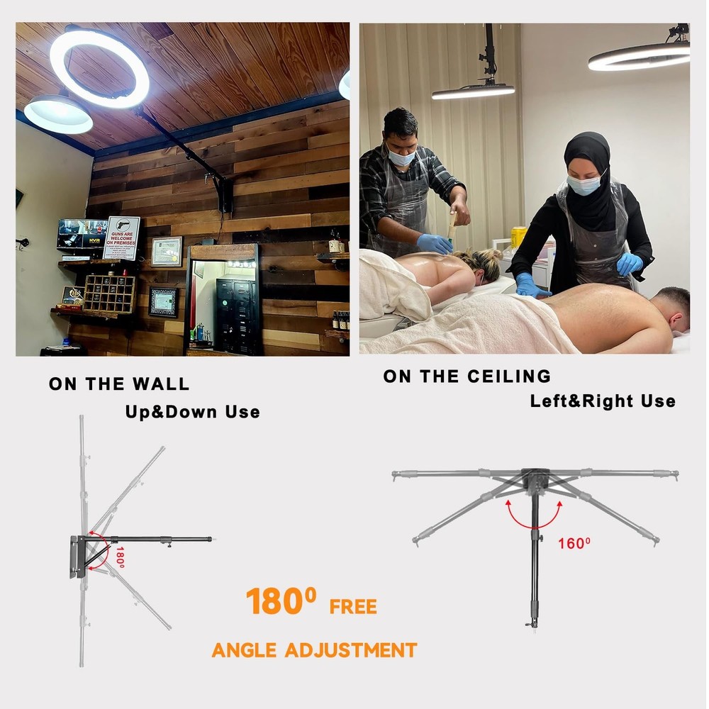 Ring Light Wall Mount 43.3inch/110cm, Ring Light Mount Support 180°Flexible R...