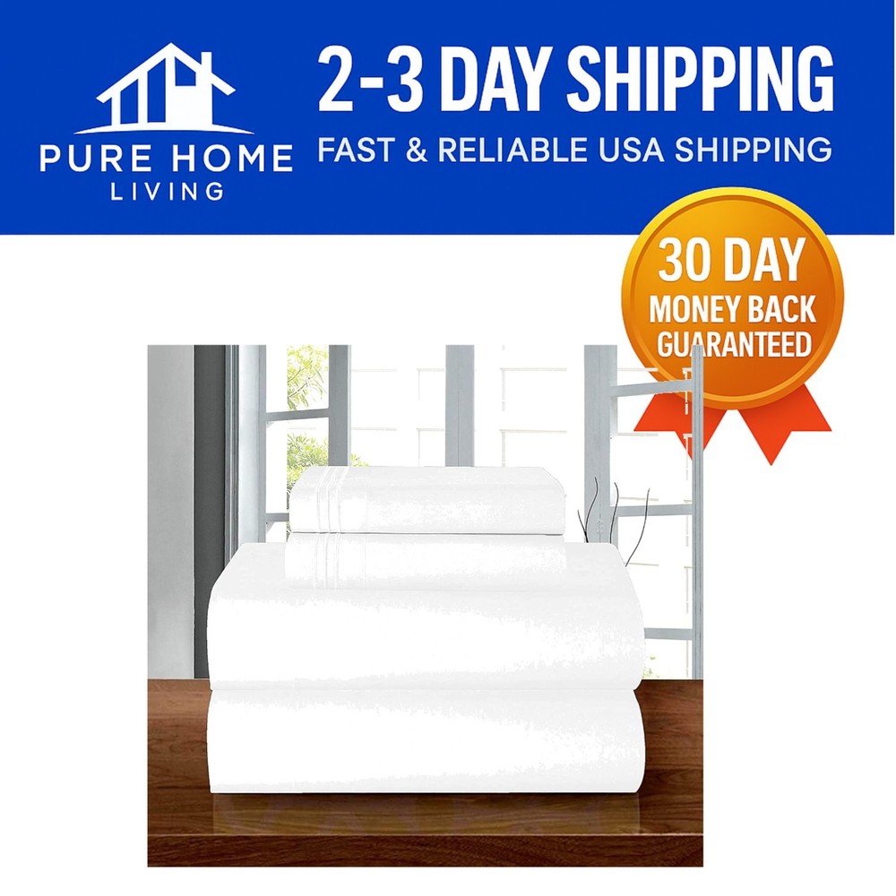 Luxury 1500 Thread Count White Microfiber Bedding Set, Queen, Wrinkle Resistant
