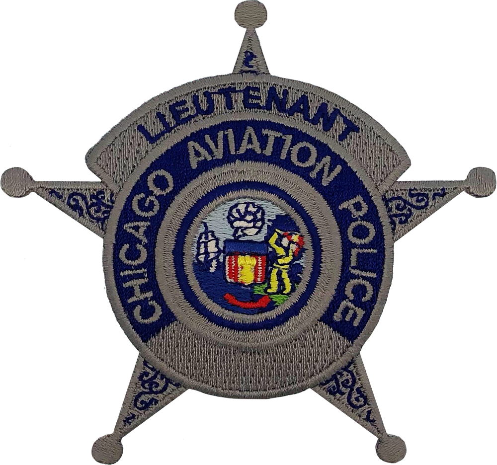 CHICAGO AVIATION POLICE STAR PATCH: Lieutenant Silver