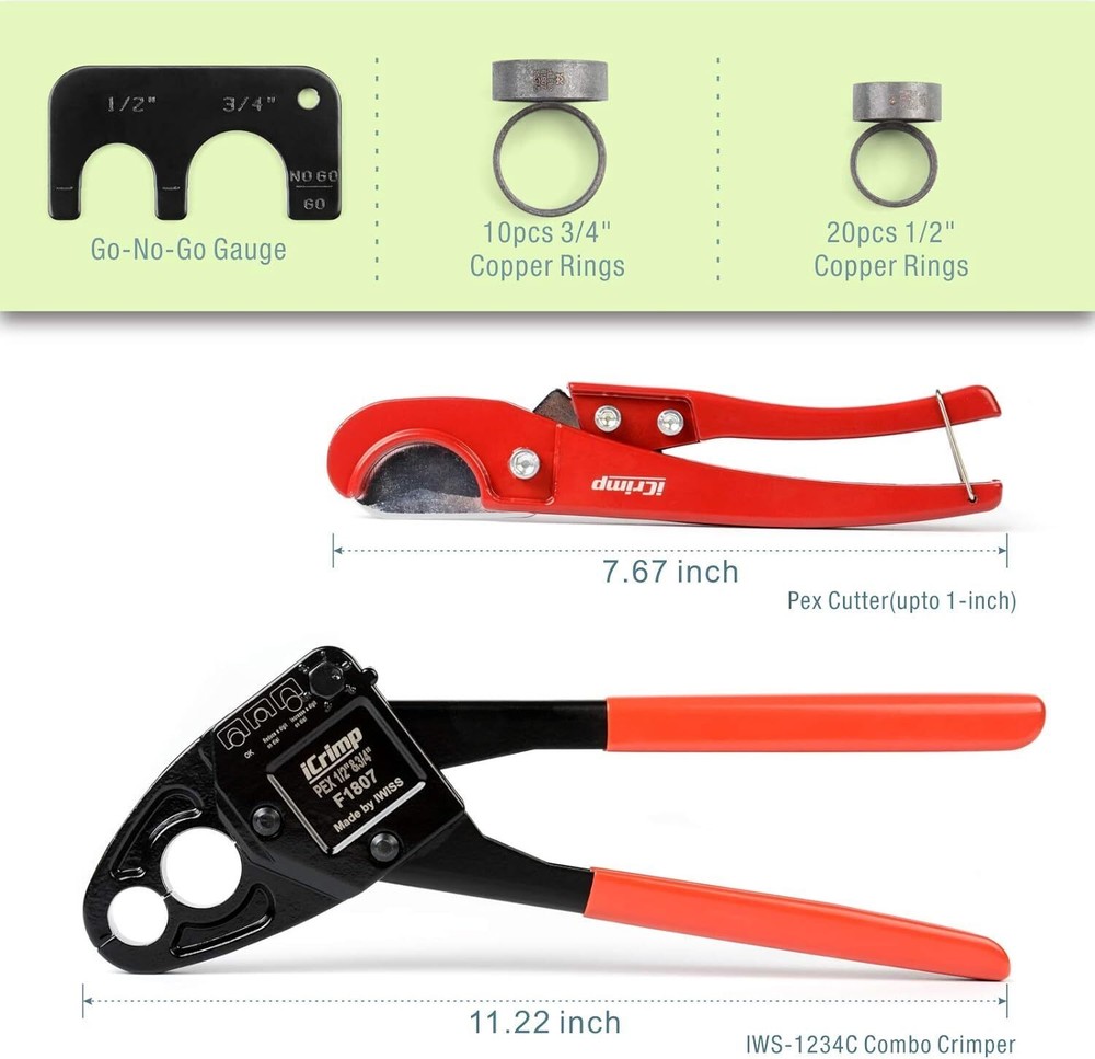 Angle Head 1" PEX Pipe Crimping Tool Single Crimper W/ Foldable Handle Tool New