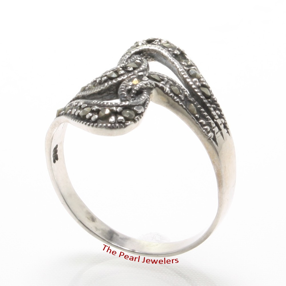 Sterling Silver Plait Design Marcasite Ring