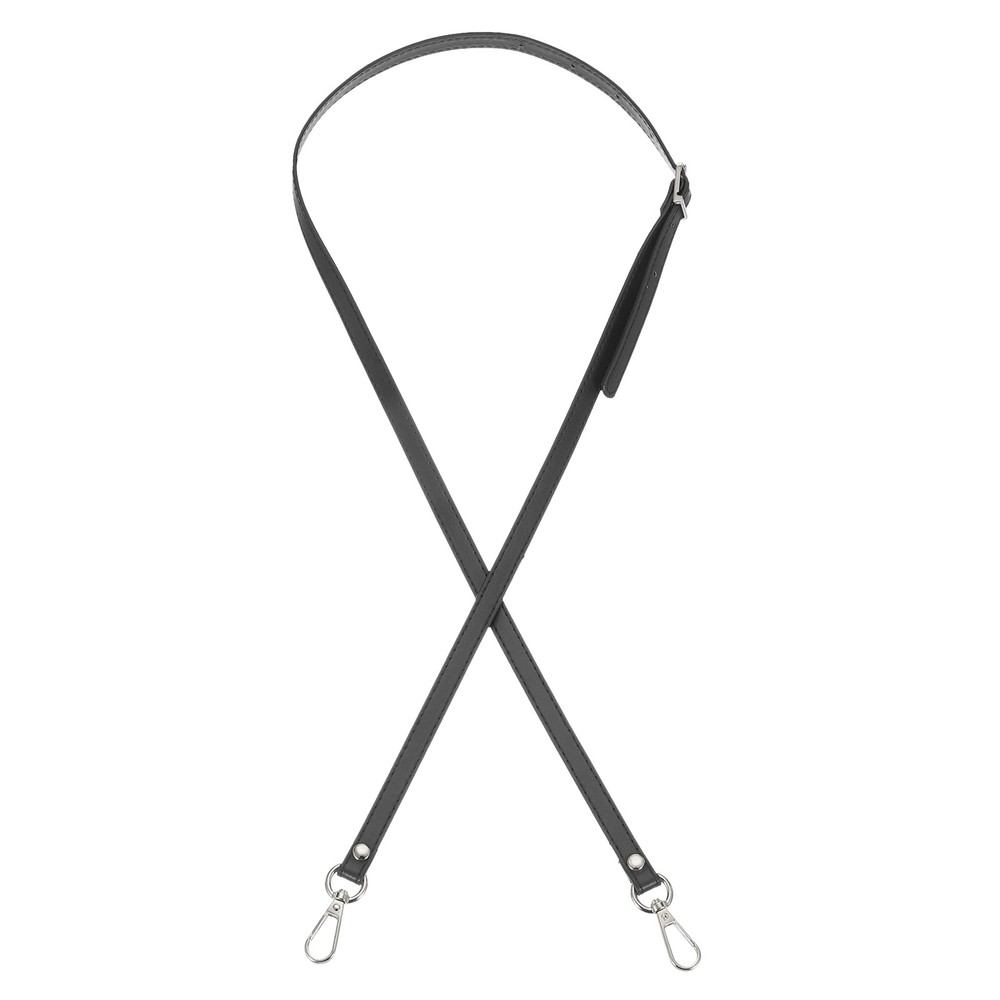 47" Adjustable PU Leather Purse Strap with Silver Hardware, Black