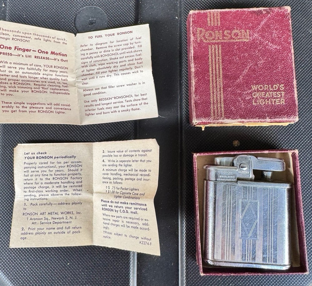 Ronson Whirlwind Lighter Model 6099 with Original Box and Paperwork