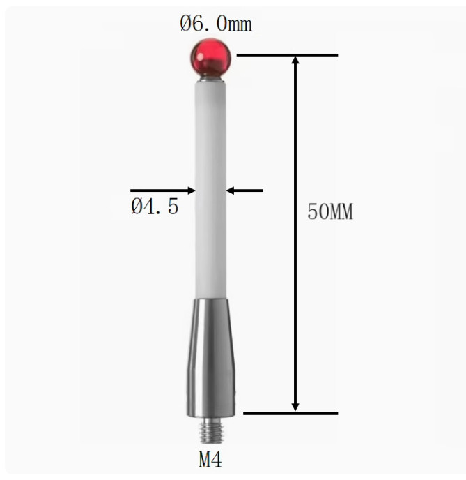 M4 A-5000-3709 CMM Touch Probe Stylus 6mm Ruby Ball CNC Probe Tip Ceramic shaft