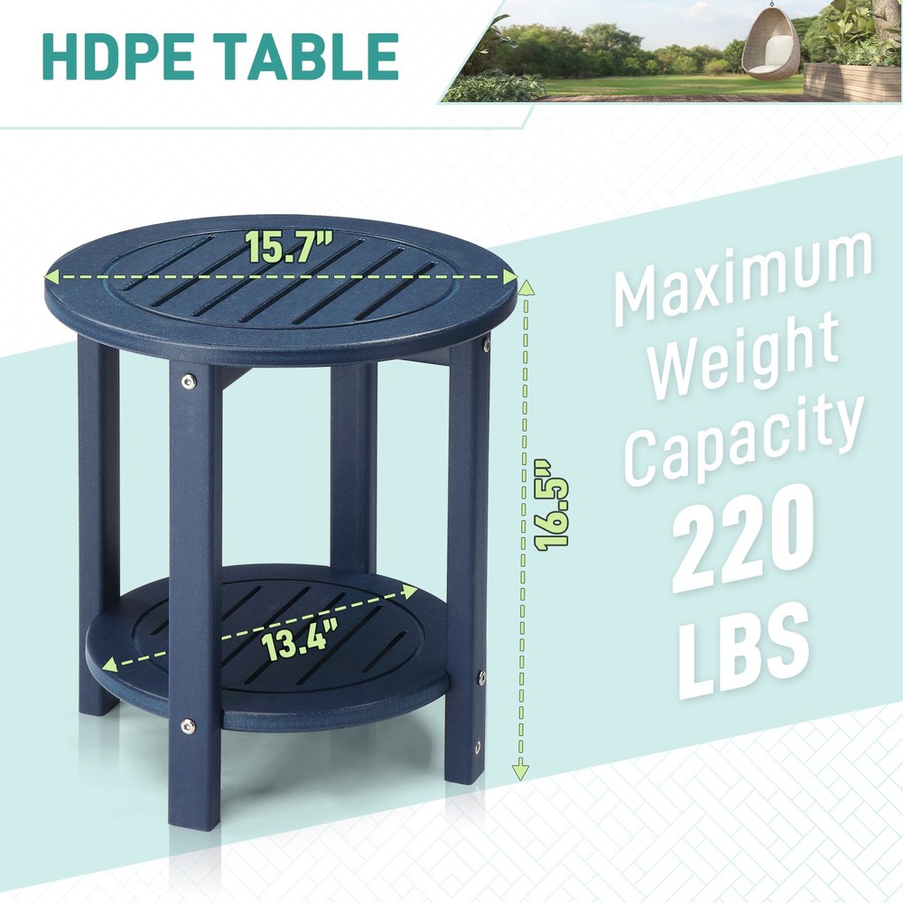 2-Tier Outdoor Side Table, HDPE Adirondack Table Patio Side Table