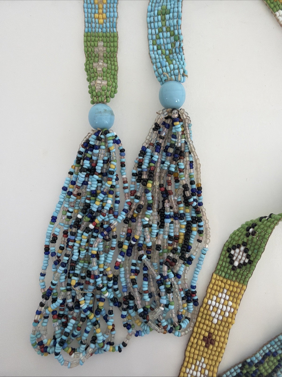 Antique Hand Made Native American Beaded Sash with Tassels