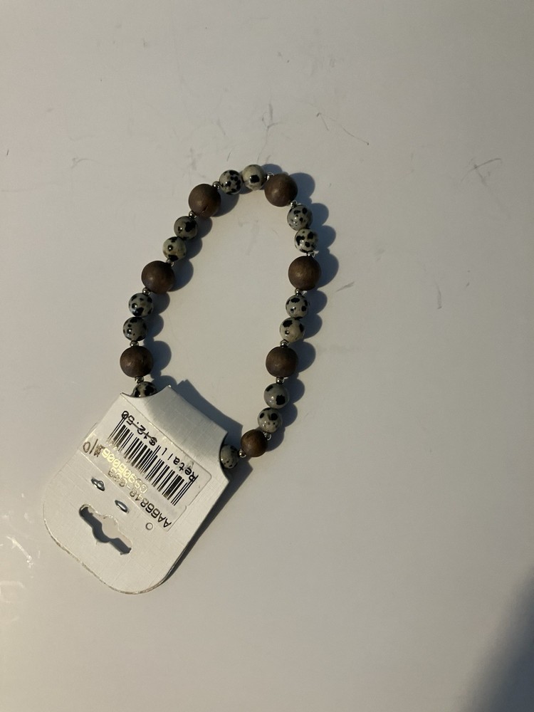 Handmade Beaded Stretch Bracelet Brown & Black NEW