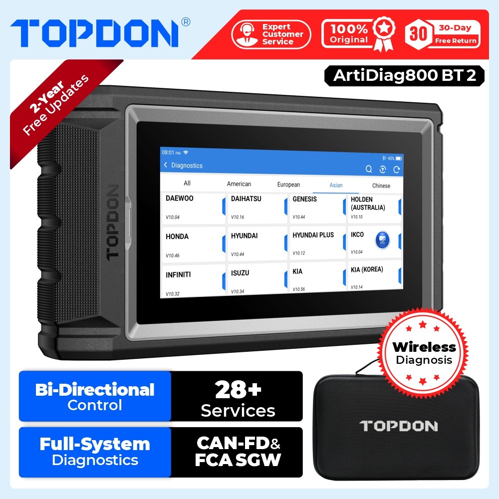 TOPDON AD800BT 2 Auto All System Diagnostic Bidirectional K!ey Coding Scanner