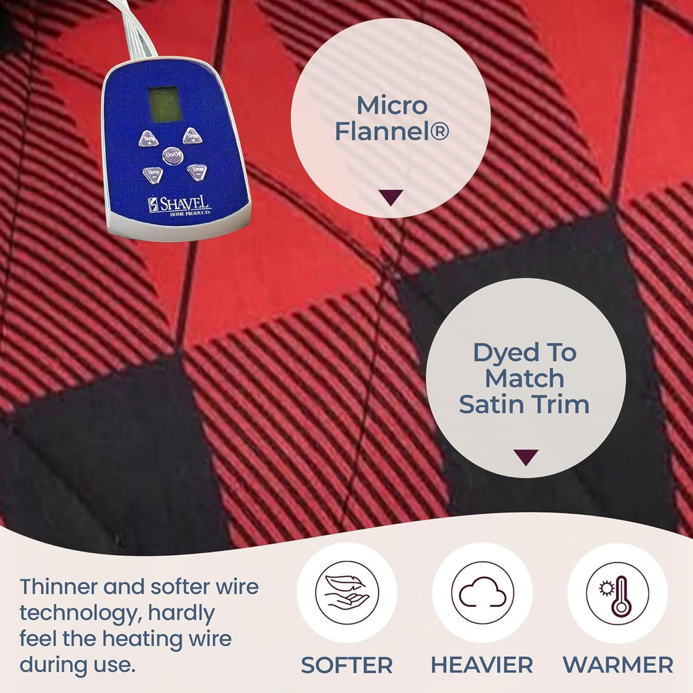 Micro Flannel Blanket Queen Size Heated Blanket with 10 Settings, Programable He