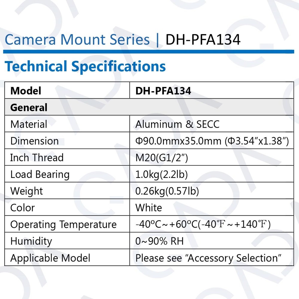 Dahua PFA134 Wall Mounting Junction Box for Select CCTV Security Cameras