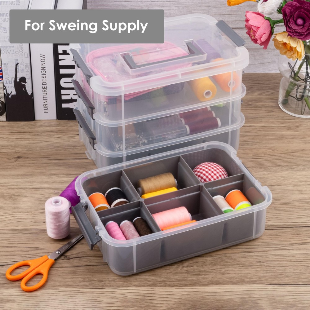 Grey&White Modern Plastic Storage - 4-Layer Durable Craft Storage Containers ...