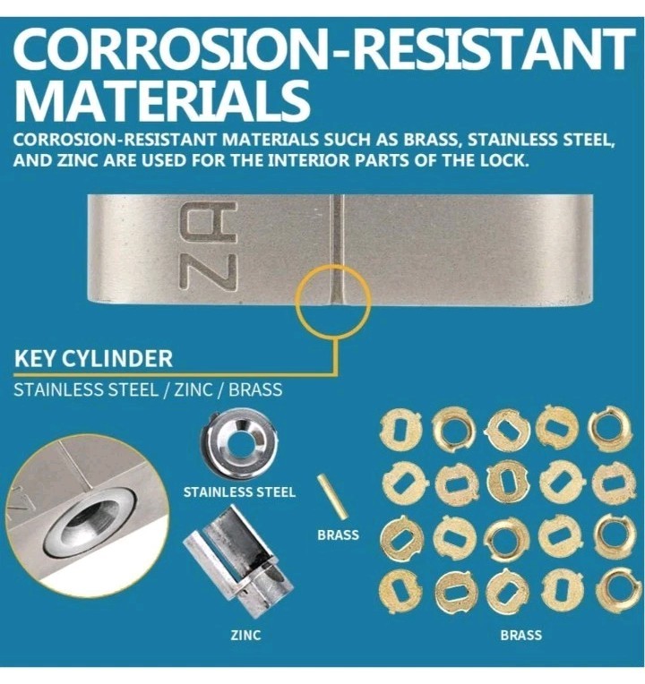 Zarker J45S keyed Padlock, Heavy Duty Stainless Steel Shackle Lock, 3 Keys