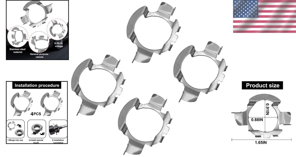 Effortless H7 LED Headlamp Installation with Adapter Retainers - 2 Pack