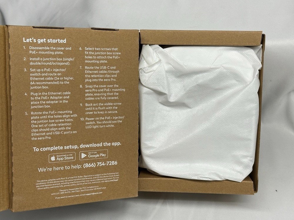 Eero E010001 POE+ Adapter, Reduces Clutter, Open Box-Missing Custom Cover
