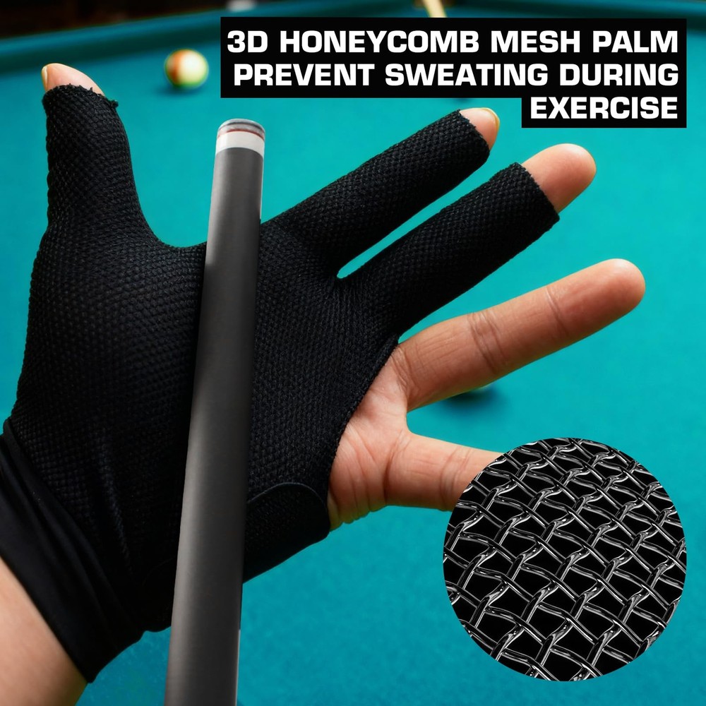 "LeftHanded 3Finger Billiard Gloves for Snooker & Pool Purple Medium"