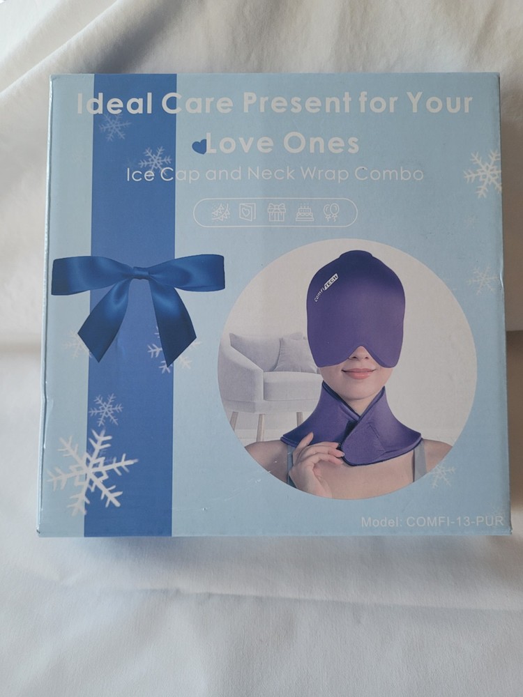 ComfiTECH Cold Cap and Neck Ice Pack Wrap Gel Combo, Care Medium, Purple