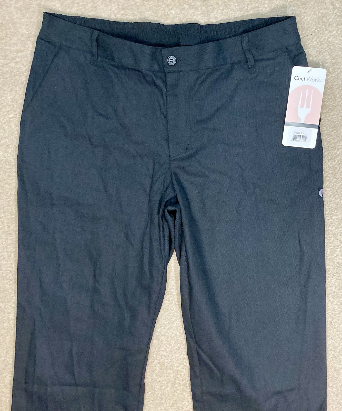 Chef Works Pants Mens Size XL Black Trousers Elastic Waist Loose 32” Inseam NEW