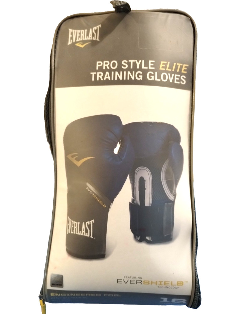 EVELAST ELITE PRO STYLE EVERSHIELD TRAINING GLOVES HOOK AND LOOP 16 OUNCES BLUE
