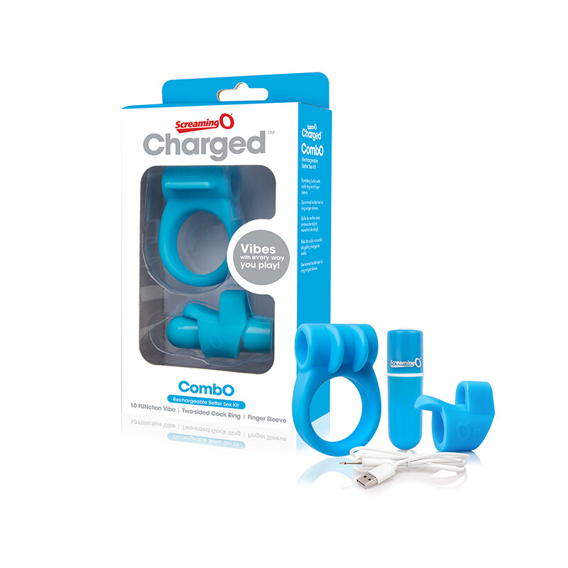 Screaming O Chgd CombO Kit 10 function bullet vibrator bullet and finger sleeve