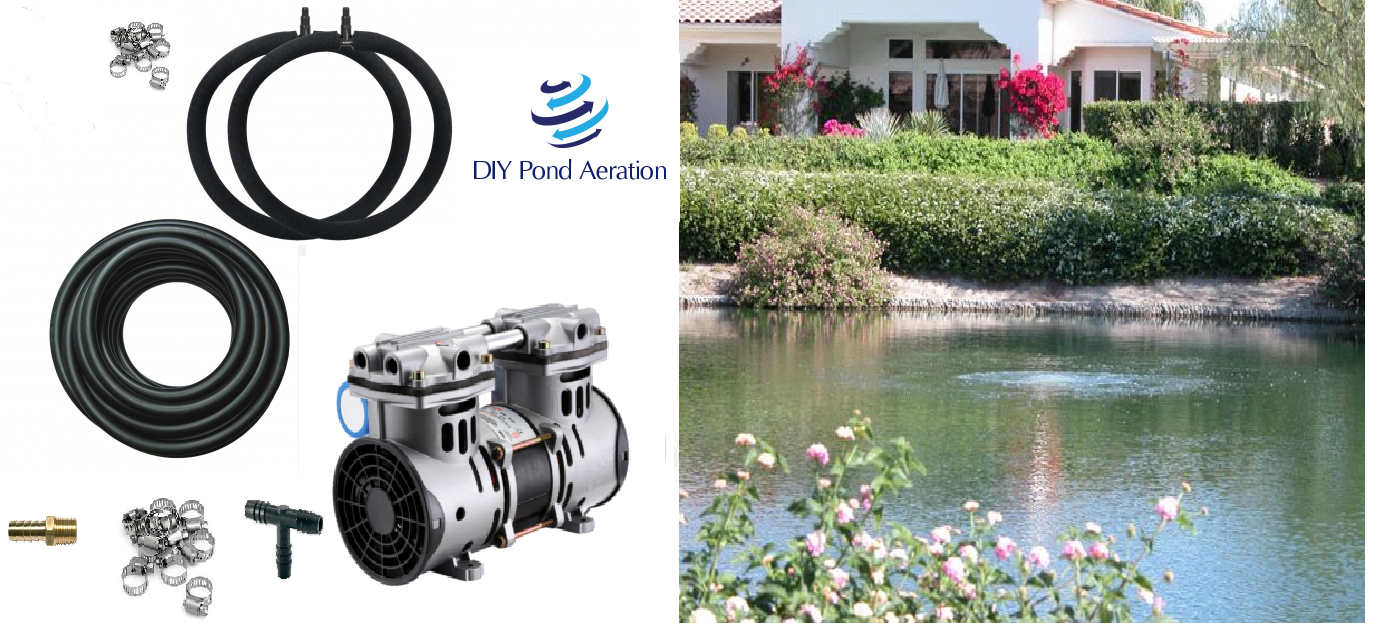 NEW 3.9 cfm 1/2HP Lake & Pond Aeration Kit w/ 200' Poly Tube x 2-48" Diffusers