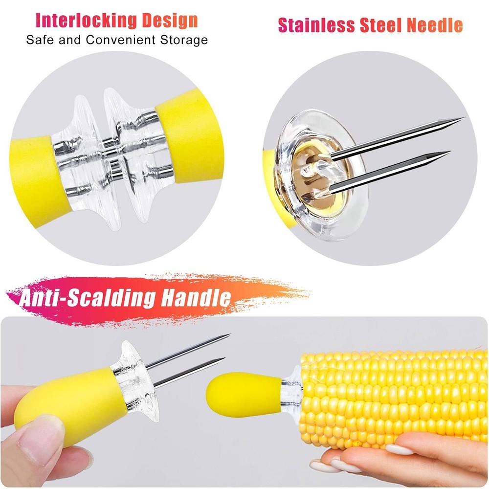 AQRINGO 12 Pcs/6 Pairs Corn Holders, Stainless Steel Corn Cob Holders Corn on...