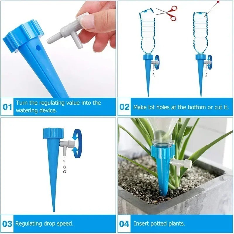 12PCS Drip Irrigation System Automatic Plant Watering Garden Timer Spikes