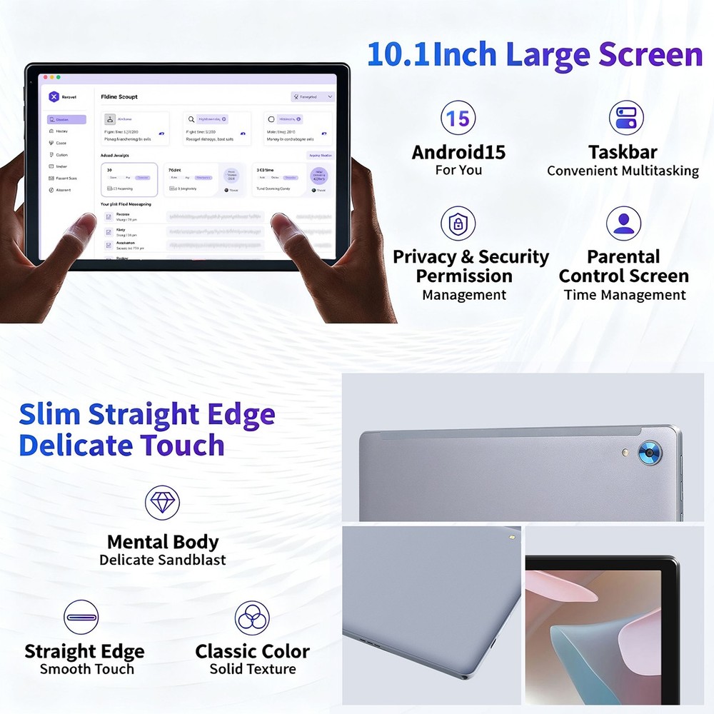 10.1" Android 15 Tablet Octa-core 24(4+24)GB RAM 128GB ROM IPS LCD Touchscreen