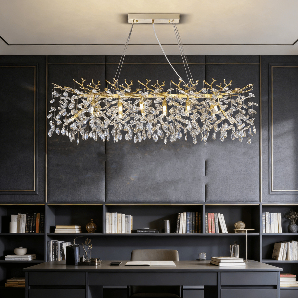 Crystal Chandelier Modern Gold Adjustable Pendant Light Interior Light