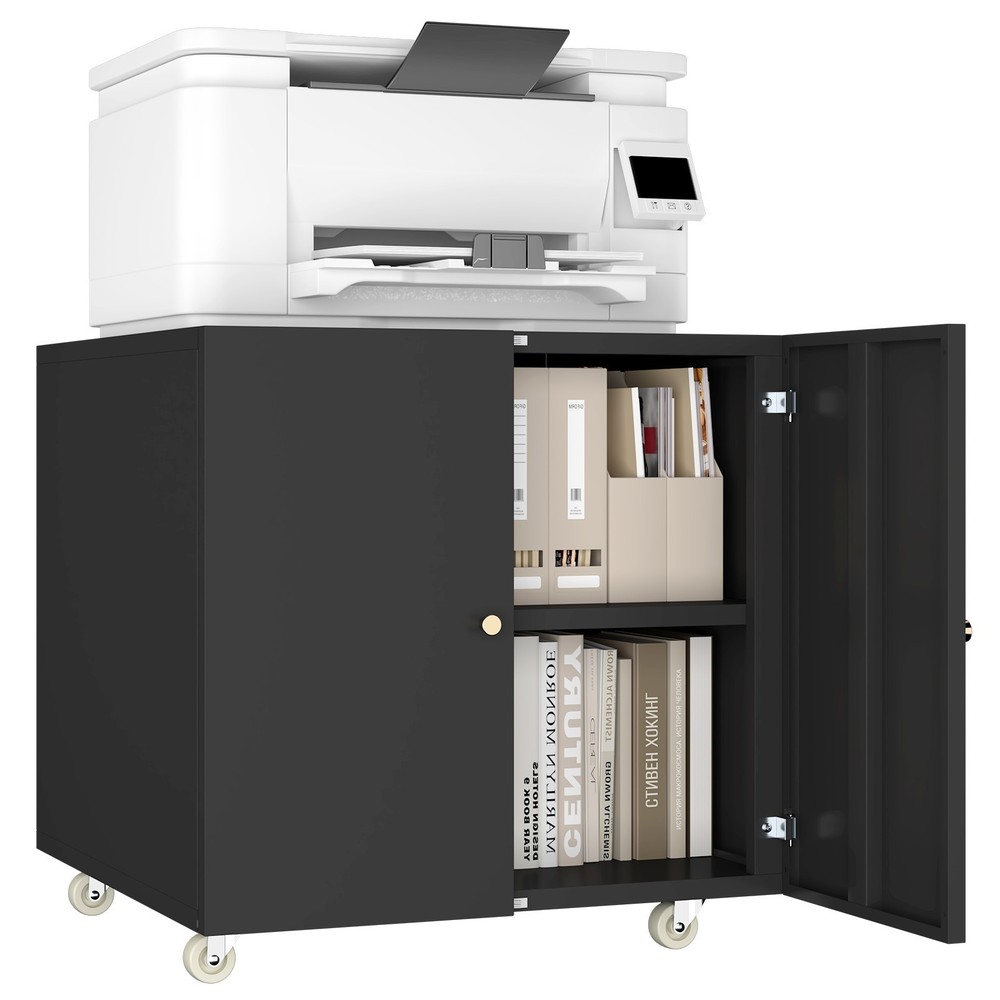 Printer Stand with Storage, Metal Printer Table for Home Office