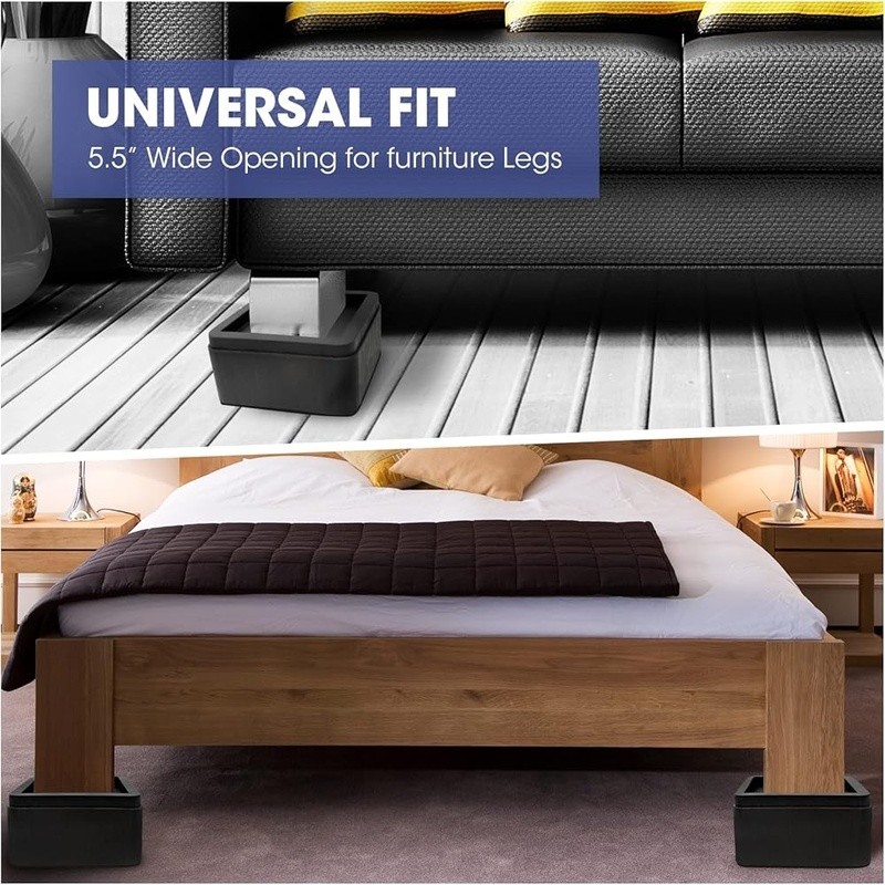 Heavy Duty Bed Risers Stackable Furniture Elevation Storage & Easy Cleaning New