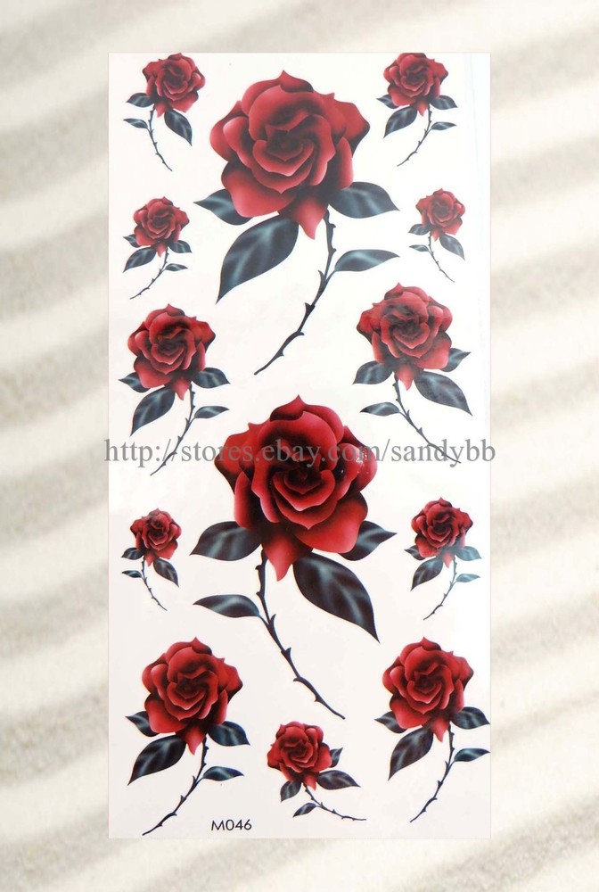 tato temporary rose flower temporary tattoo
