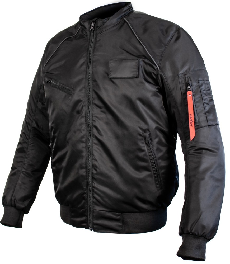MDM Motorcycle Jacket Flight Bomber with Protectors Ventilation Black with Protector