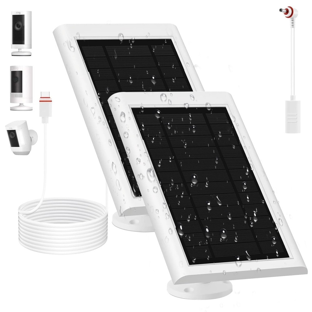 Solar Panel for Ring Camera(2nd Generation), 2 Pack 5W Grey White