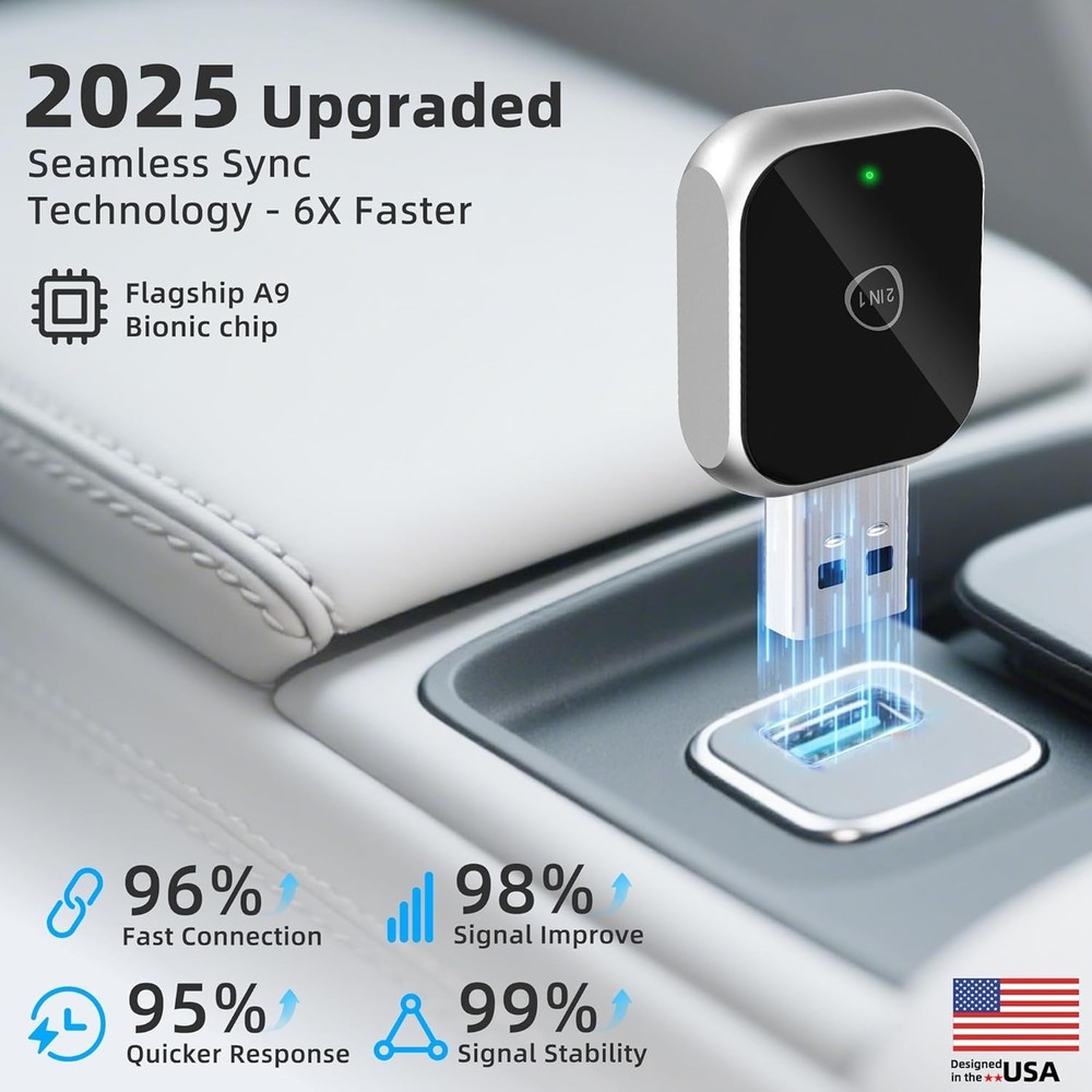 Android Auto Wireless Adapter Carplay - 2 in 1 Wireless Android Auto Car Adapter