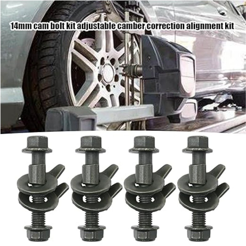 4pcs 14mm Adjustable Camber Correction Alignment Kit fit Front Wheels Cam Bolts