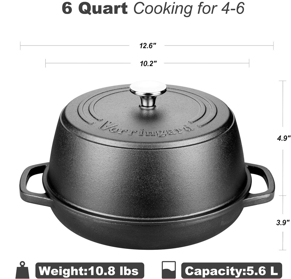 Cast Iron Dutch Oven Pot with Lid for Bread Baking