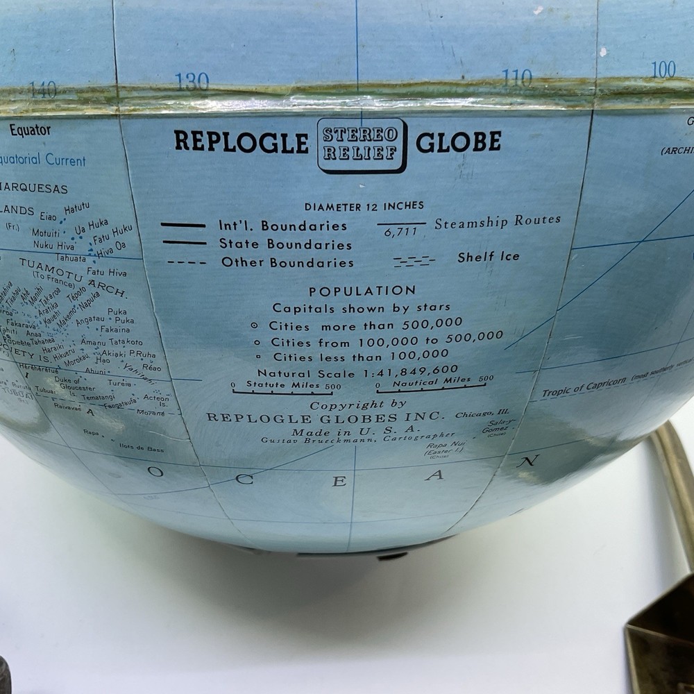 Replogle Vintage Globemaster Relief Globe Wall Mounted Hanging Light Globe