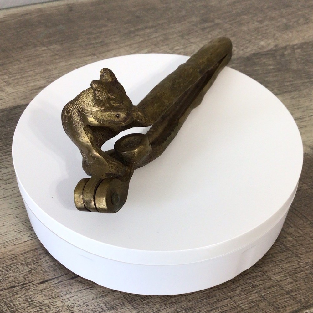 Vintage Brass Squirrel Sitting on a Branch Nutcracker 6"