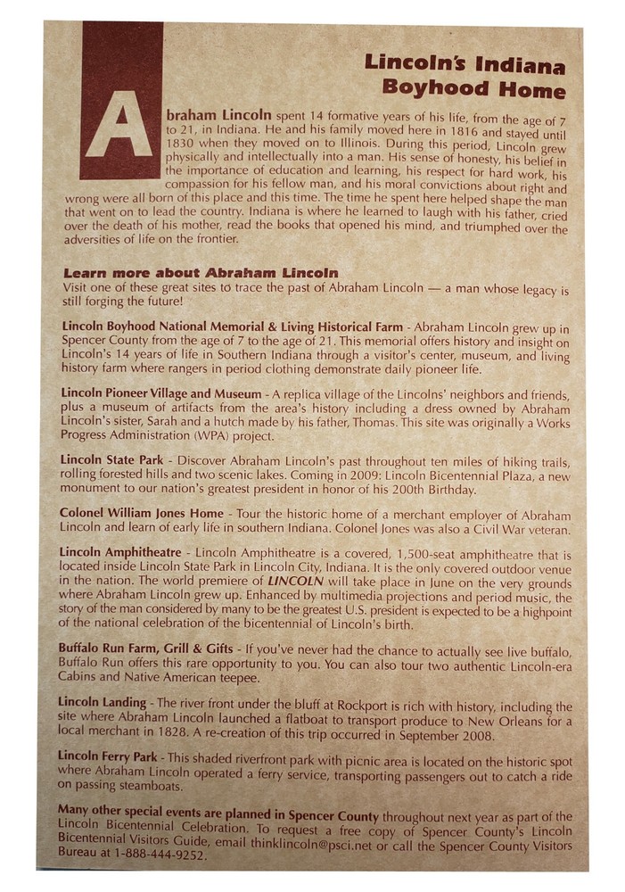 2009 Lincoln Formative Years Launch Ceremony / One Cent Unveiling Program