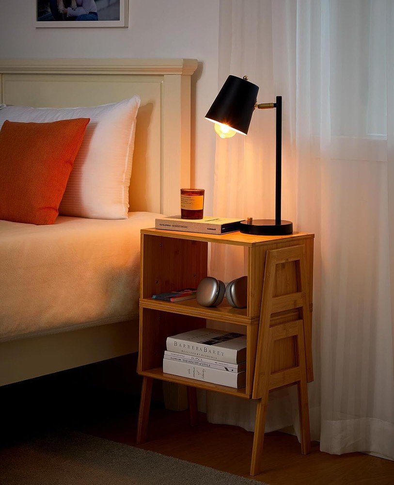 Bamboo Stackable Nightstand, Bedroom Storage Nightstand, Set of 2